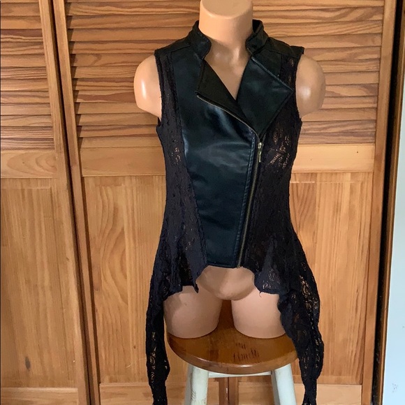 Stretch Moto vest small vinyl and lace PROTOTYPE brand goth punk rock metal 90’s - Picture 1 of 6